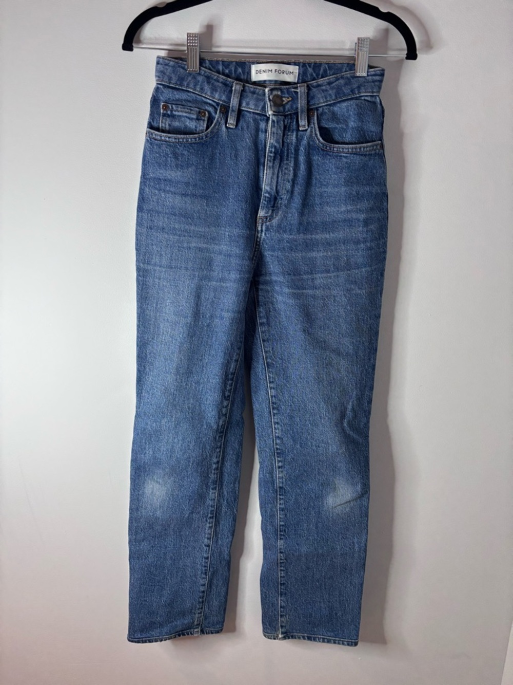 Denim Forum Straight-Leg Jeans in Medium Blue - Picture 2 of 5